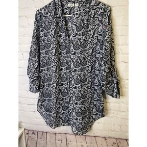 Women's CATO Sheer Adjustable 3/4 Sleeve size Large top blouse